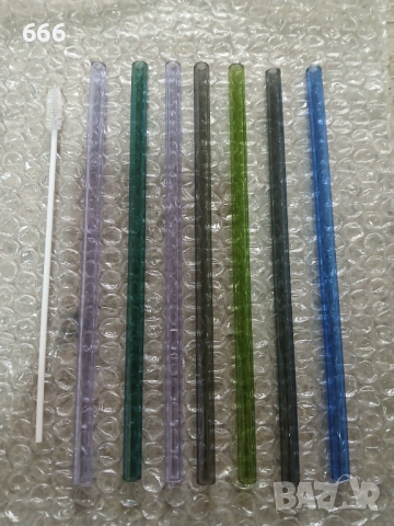 Комплект от 7 стъклени сламки за многократна употреба, снимка 6 - Други стоки за дома - 51478912