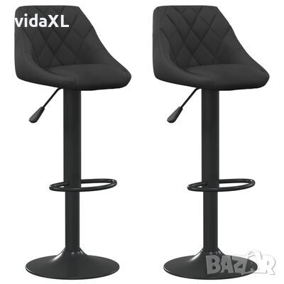 vidaXL Бар табуретки, 2 бр, черни, кадифе(SKU:289469, снимка 1 - Дивани и мека мебел - 45698023
