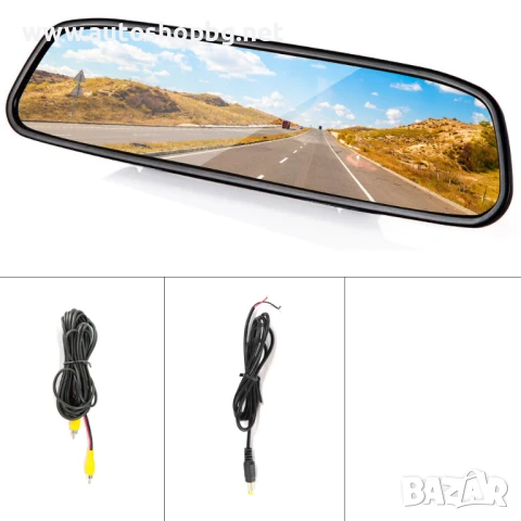 4.3" инчов цветен цифров LCD екран Автомобилно огледало за обратно виждане, снимка 4 - Аксесоари и консумативи - 51007672