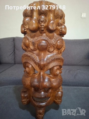 Африканска дървена маска, снимка 5 - Статуетки - 51892527