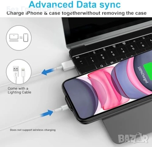 Нов Батериен калъф 7000mAh за iPhone 11 6.1 + Протектор екран Айфон защита, снимка 5 - Калъфи, кейсове - 53973236