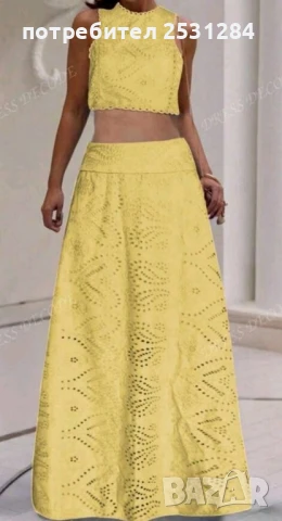 Нов жълт комплект пола и топ , снимка 3 - Комплекти - 51421150