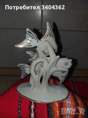 Уникална и много рядка фигура статуетка риби - порцелан