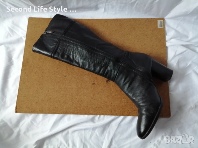 № 39 дамски ботуши естествена кожа - с висок ток; черен цвят, снимка 11 - Дамски ботуши - 53135911