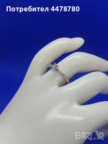 Годежен Пръстен от бяло и жълто злато с Диаманти, снимка 2 - Пръстени - 50404056