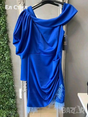 🌹Къта коктейлна рокля с пера.Универсален размер. , снимка 3 - Рокли - 53960783