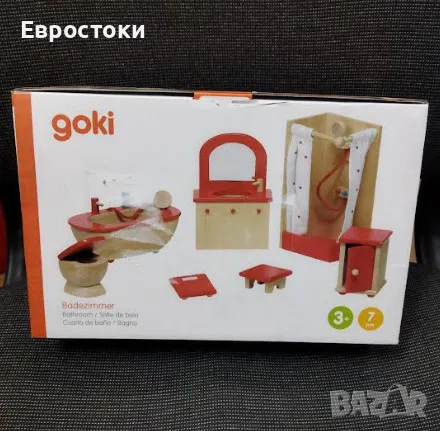 Игрален комплект Goki Bathroom – обзавеждане за баня за куклена къща, снимка 4 - Образователни игри - 47427543