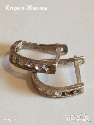 Елегантни сребърни обеци с инкростация на Цирконий ръчна изработка 52669