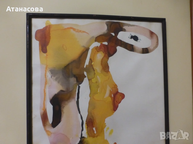 Картина акварел "Жена" София Младенова 1980 г, снимка 3 - Картини - 53688924