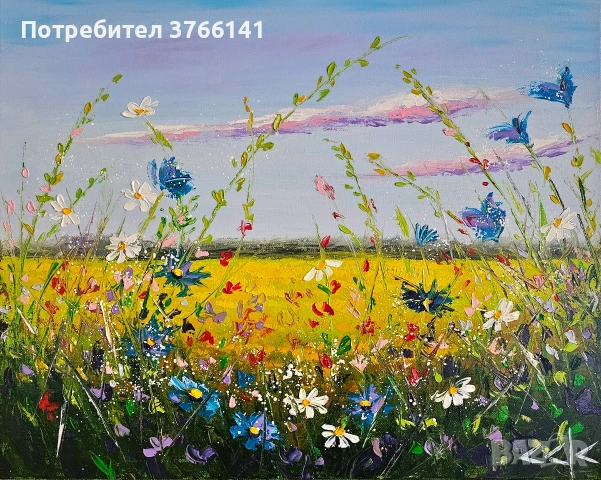 "Пеещи цветчета" Картина 40х50 см, Маслена живопис с шпакла