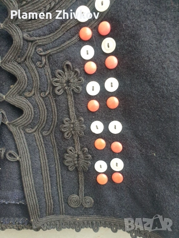 етнографски черен елек с мого гайтани и декорация, снимка 8 - Антикварни и старинни предмети - 53632449