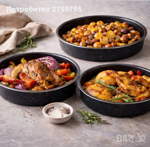 НОВО.КОМПЛЕКТ ТАВИ 3 бр.ROSBERG 3 размера/ 24; 28 ; 30/см., снимка 3 - Съдове за готвене - 52868911