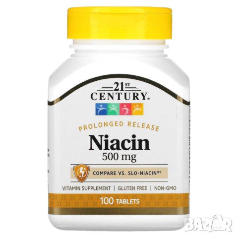 21st Century Ниацин с удължено освобождаване, 500 mg, 100 таблетки, снимка 1 - Хранителни добавки - 46082348