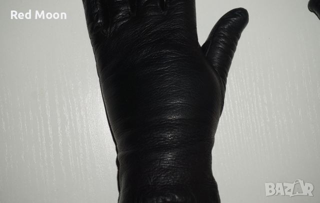 Черни Дамски Ръкавици От Естествена Кожа Размер S, снимка 4 - Ръкавици - 45423309