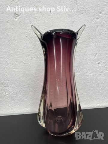 Красива стъклена ваза Мурано. №5353, снимка 5 - Антикварни и старинни предмети - 45667912