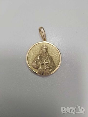 Религиозна златна висулка, снимка 1 - Колиета, медальони, синджири - 46424677