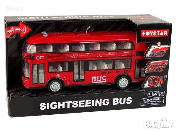 Двуетажен автобус със звук и светлина, снимка 3 - Коли, камиони, мотори, писти - 53461518