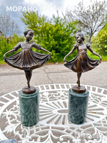 Чифт Луксозни Бронзови Танцьорки (31 см, 4 кг) – Подпис Preiss – Арт Деко