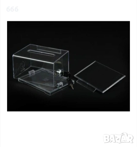 Урна за дарения с ключалка, QttvbTna, Акрил, 16 x 11,5 x 20,4 см, Прозрачна, снимка 3 - Други стоки за дома - 54005746