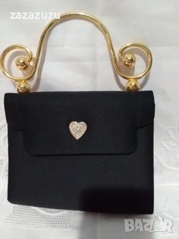 Малка черна чантичка със златна дръжка, снимка 7 - Чанти - 50051219