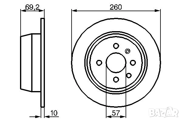Диск спирачен заден дeсен/ляв за LOTUS ELISE,OPEL ASTRA F,ASTRA F/KOMBI,VECTRA A,VW GOLF I № O1231P, снимка 2 - Части - 50711239