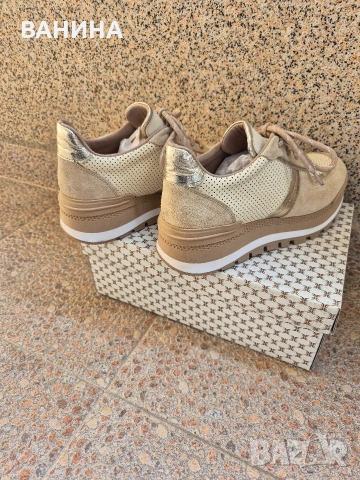 TERGAN ДАМСКИ СНИКЪРСИ С МОДЕРНА ВИЗИЯ В БЕЖОВ ЦВЯТ И ЗЛАТЕН БЛЯСЪК, снимка 5 - Маратонки - 53603061