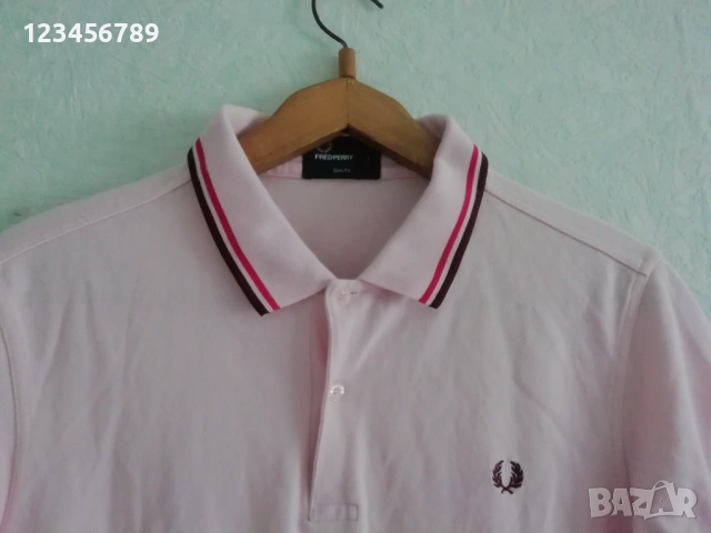 Fred Perry slim fit Polo Twin Tipped Pink оригинална мъжка розова поло тениска размер L памук, снимка 3 - Тениски - 50730196