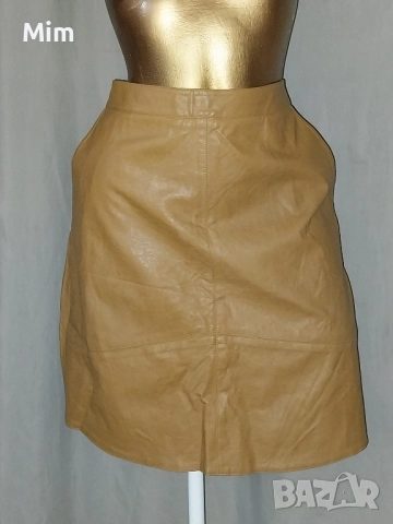 YDENCE M Светло кафява кожена пола 