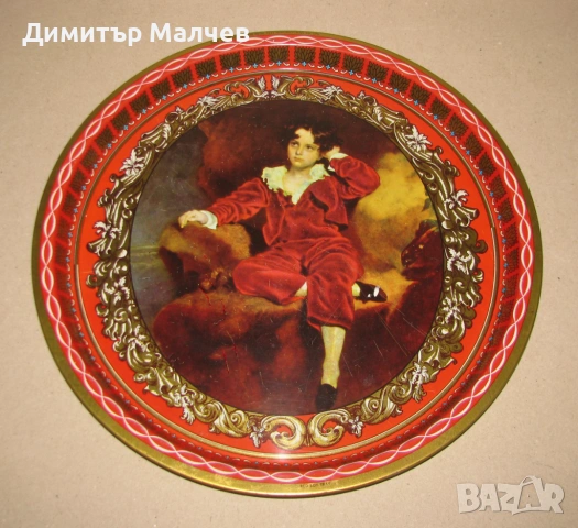 Стар английски метален поднос Момче 32 см, запазен