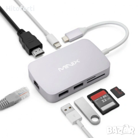 Четец на карти MINIX NEO хъб 7в1 -USB-C 2 x USB 3.0