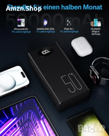 Powerbank 50 000 mAh Преносимо зарядно устройство 22,5 W бързо зареждаща се външна батерия, снимка 2 - Външни батерии - 47010477