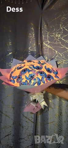 Ръчно изработен светещ букет "Стич"💙