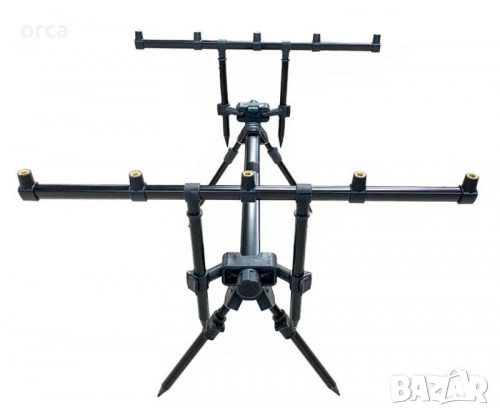 Стойка за пет въдици с нивелир KAIDA A9-7 алуминиева стабилна бряг XL