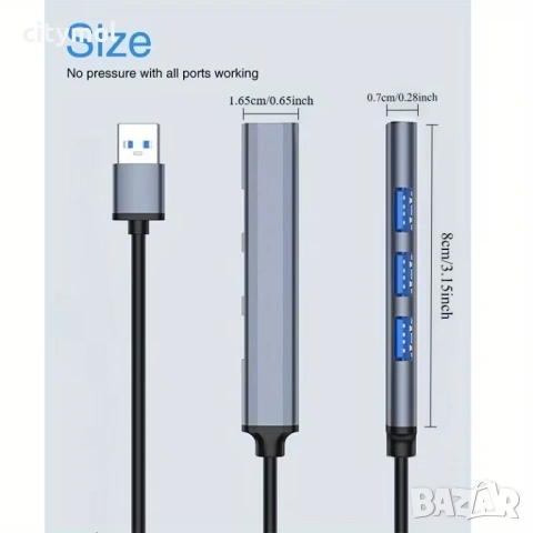 4 в 1 Хъб USB 3.0 5Gbps, пренос на данни, мулти сплитер за PC лаптоп ноутбук, снимка 7 - Други - 53569367