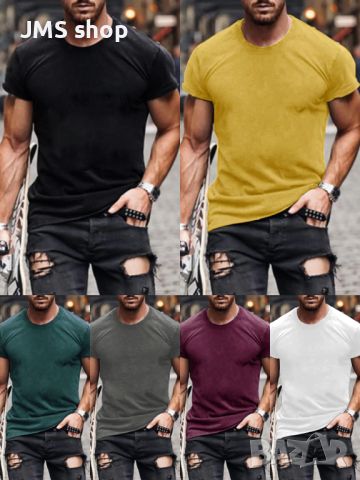 Мъжка едноцветна тениска в ежедневен стил с кръгло деколте и къс ръкав, 10цвята , снимка 1 - Тениски - 45388146