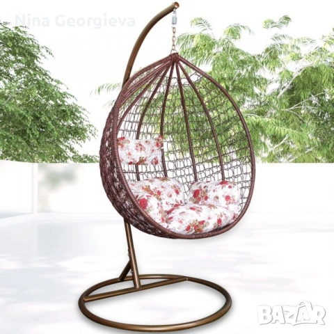 Градинска люлка от PVC ратан с метална конструкция., снимка 7 - Други стоки за дома - 53845949
