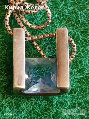 Сребърно колие с висулка от син топаз нежно стилно бижу 24933, снимка 3 - Колиета, медальони, синджири - 52933975