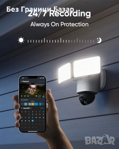 Нова Външна охранителна камера с прожектор 2000 лумена, 3K, панорама 360°, снимка 7 - Други - 51632172