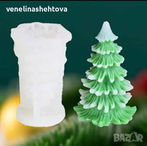 3D Елха Силиконов молд форма за свещи гипс сапун смола фондан КОД 4365, снимка 2 - Форми - 51389125