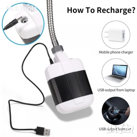 Преносим портативен душ с USB зареждане за къмпинг пътувания и градина, снимка 8 - Къмпинг мебели - 54180652