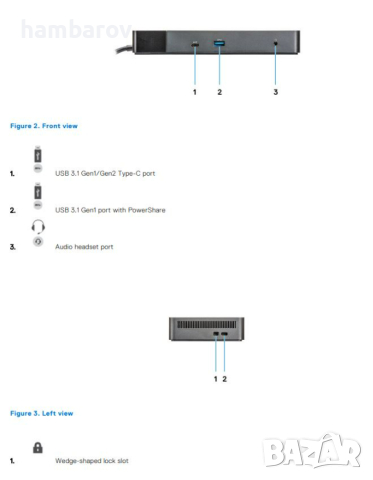 Докинг станция Dell WD19 (K20A)със 130W захранване и USB-C кабел, снимка 4 - Лаптоп аксесоари - 44513006