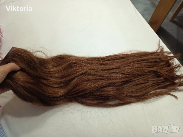 Европейска естествена коса 250гр.55см.с клипси, снимка 3 - Аксесоари за коса - 52525381