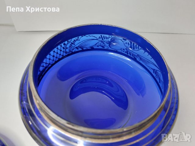  бонбониера от муранско кобалтово стъкло (кристал) , снимка 8 - Аксесоари за кухня - 46218557