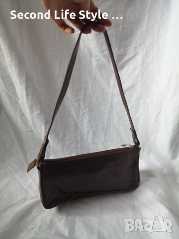 Винтидж италианска чанта за рамо от естествена кожа в кафяв цвят CIAMPI, снимка 10 - Чанти - 54097212