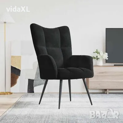 vidaXL Релаксиращ стол, черен, кадифе（SKU:328079）, снимка 6 - Столове - 48919311