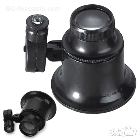 Мощна увеличителна лупа за глава око с лед осветление 20 Х очила за часовникари бижутери ремонт, снимка 3 - Други инструменти - 50921230