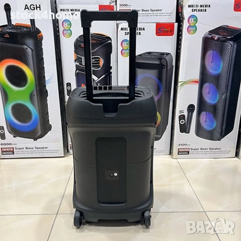 Караоке тонколона с 12 инча говорител и 2 безжични микрофона, снимка 5 - Тонколони - 52243323