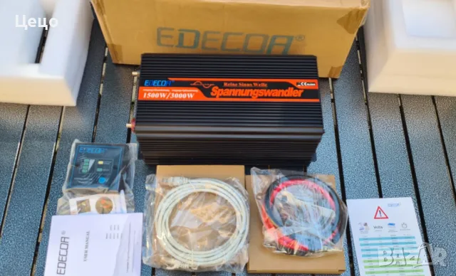 Инвертор чиста синусоида EDECOA 1500W/3000W, 12V/230V с дистанционно, снимка 1 - Къмпинг осветление - 46950330