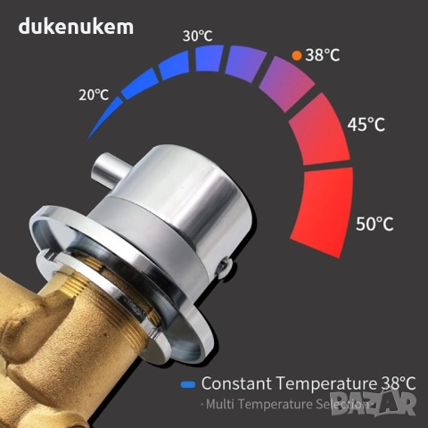 Термостатичен смесител за душ, 3-пътен, месинг, 30–50°C, снимка 7 - Смесители - 52694797