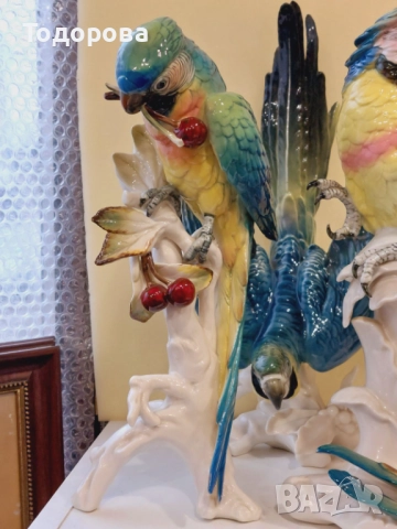 Порцеланова фигура-лот папагали фирма ЕНС (ENS) Германия-Тюрингия, снимка 6 - Колекции - 52151772